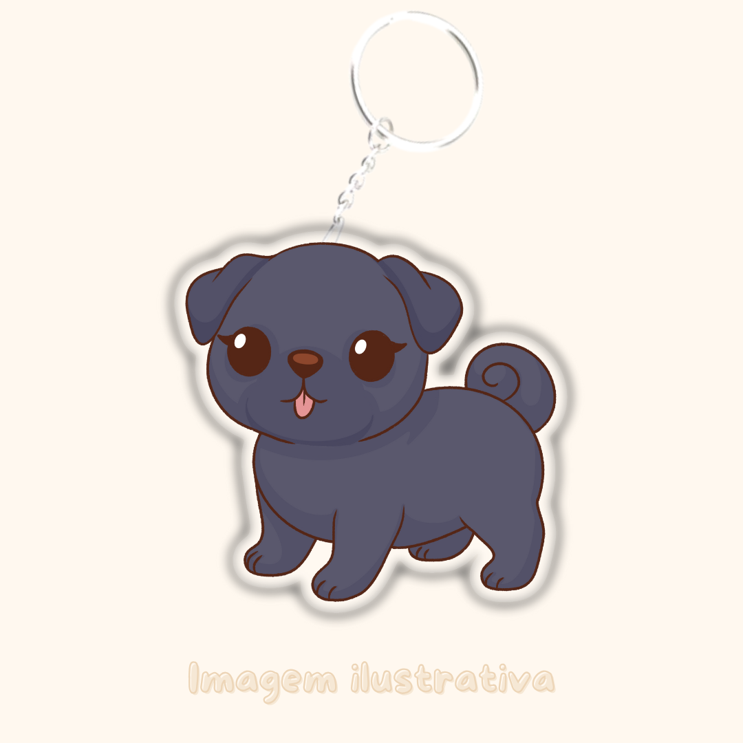 Porta-chaves Pug - Creations by Mimi