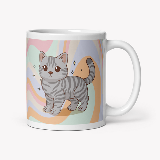 Caneca gato às riscas